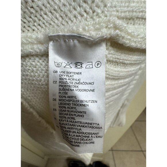 H&M Cream Cowl Neck Sweater Dress Tunic Long Sleeve Ribbed Hem Women’s M - Picture 5 of 5